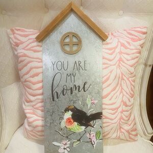 MR7-New Ganz Wood & Tin Sign with Bird and Flowers